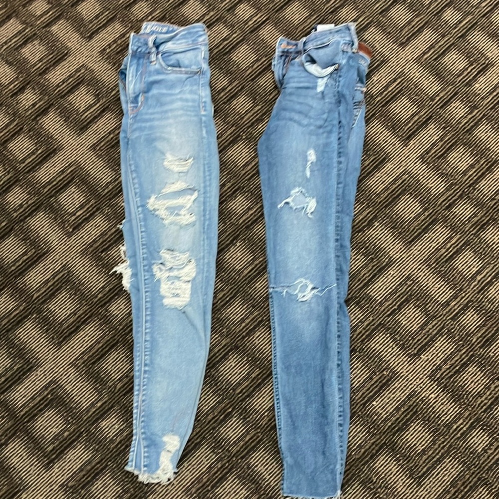 Jeans -American eagle and hollister distressed jeans 🌸
